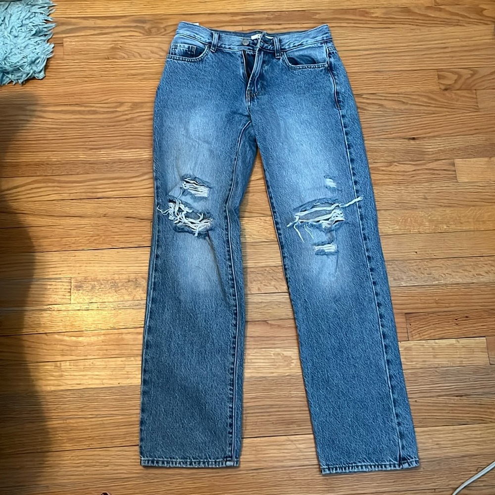 Pacsun medium wash low-rise ripped jeans